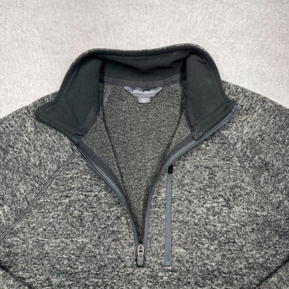 Eddie Bauer Gray Marled 1/4 Zip Fleece Pullover Sweater Casual Men's Size M - Picture 4 of 10